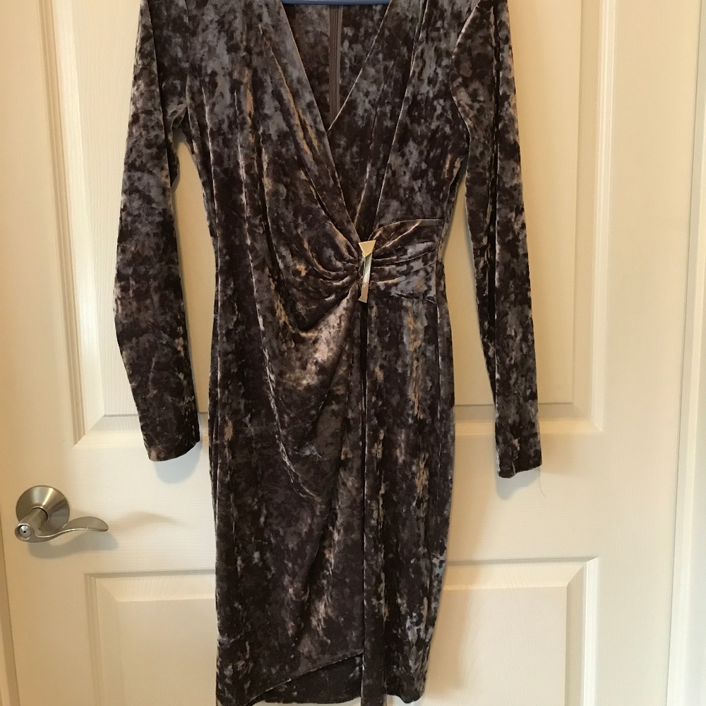 Calvin Klein - Taupe Velvet "Wrap" Dress